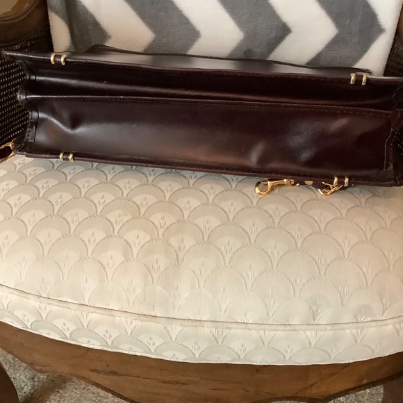 Top grain leather briefcase gold hardware,3 compartment, gold&leather strap NWOT - Picture 8 of 8